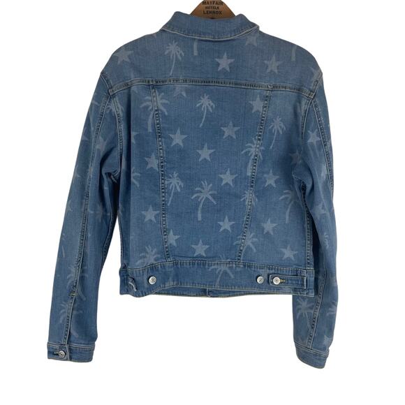 LulaRoe Womens Jean Jacket Size Large Kenny Stars and Palm Trees Boho American - Picture 2 of 6